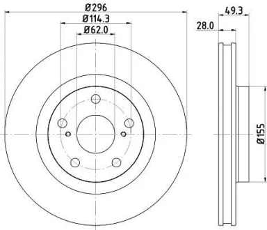 Диск гальмівний з покриттям PRO передній HELLA 8DD355118561