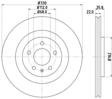 Фото диск гальмівний HELLA 8DD355129381 Диск гальмівний HELLA 8DD355129381