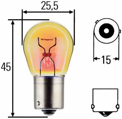 Лампа розжарювання PY21W 12V 21W BAU 15s Amber HELLA 8GA006841121 (фото 1)