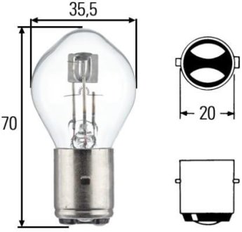 Фото автолампа BA20d S2 12V45/40W HELLA 8GD002084-151 Автолампа BA20d S2 12V45/40W HELLA 8GD002084-151