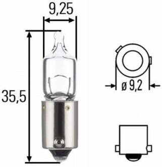 Фото лампа розжарювання H6W 12V 6W BAX 9s HELLA 8GH007643121 Лампа розжарювання H6W 12V 6W BAX 9s HELLA 8GH007643121