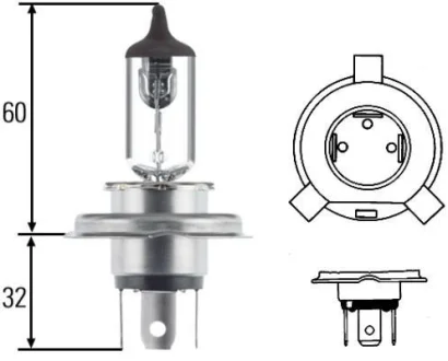 Автолампа H4 12V 60/55W P43T HELLA 8GJ002525-131