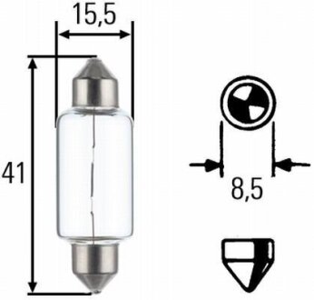 Фото лампа розжарювання 24V 15W SV 8,58 HELLA 8GM002091261 Лампа розжарювання 24V 15W SV 8,58 HELLA 8GM002091261