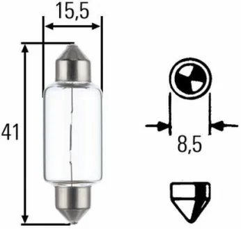 Лампа розжарювання 24V 15W SV 8,58 HELLA 8GM002091261