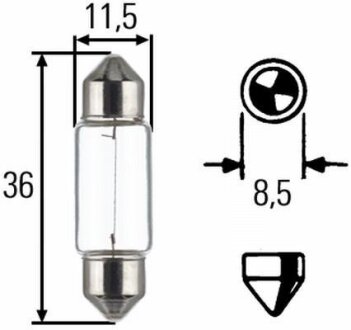 Фото лампа розжарювання, C5W 12V 5W SV8,5 Long Life HELLA 8GM002092171 Лампа розжарювання, C5W 12V 5W SV8,5 Long Life HELLA 8GM002092171