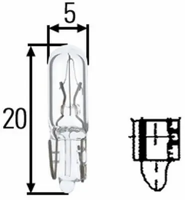 Автолампа T5 12V 1,2W W1,2W HELLA 8GP002095-121 (фото 1)