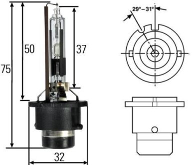 Фото лампа ксенонова D2R, 35W, Pk32d-3 HELLA 8GS007001151 Лампа ксенонова D2R, 35W, Pk32d-3 HELLA 8GS007001151