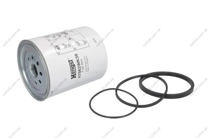 Паливний фільтр RVI MIDLUM, PREMIUM 2 VOLVO 8700, B5, B6, FE, FE II, FH, FL II, FL III MASSEY FERGUSON 5000 D13C460-DXi7 01.91- HENGST FILTER H7062WK30 (фото 1)