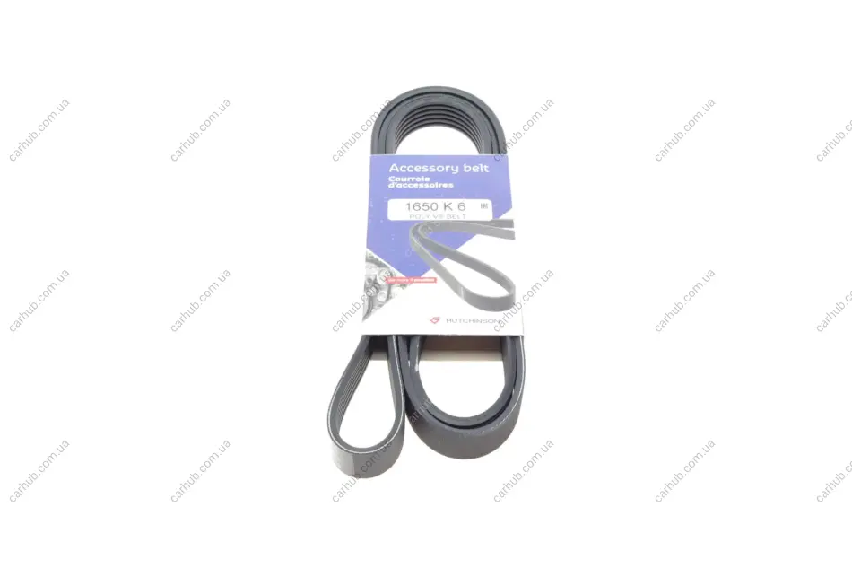Ремінь генератора Renault Megane I/Ford Transit 2.0 94-00 (6PK1650) HUTCHINSON 1650 K 6 (фото 1)