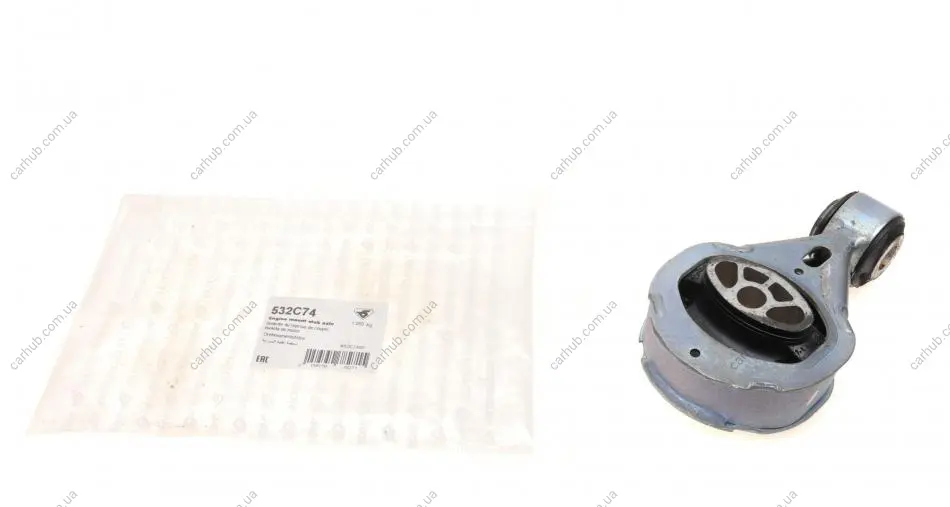 Подушка двигуна (нижня) Renault Megane III 1.4/2.0 TCe 10- (косточка) HUTCHINSON 532C74 (фото 1)