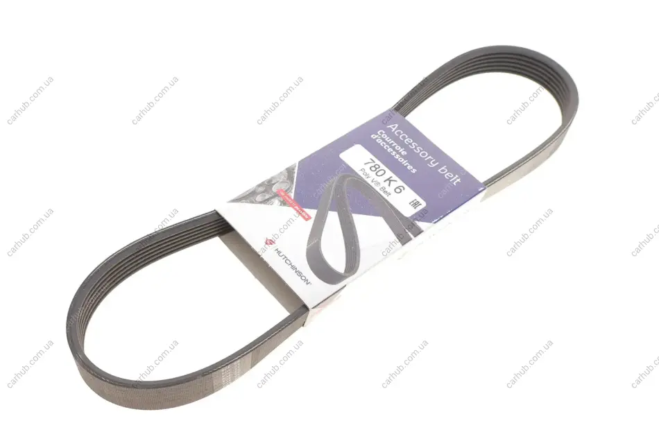 Ремінь генератора Citroen C4/Peugeot 307 1.6HDi 04- (6PK780) HUTCHINSON 780 K 6 (фото 1)