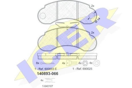 Комплект тормозных колодок (дисковых).) ICER 140893 (фото 1)