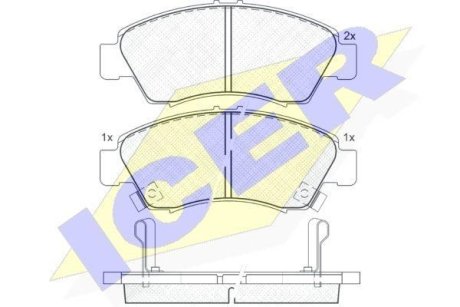 Тормозные колодки (передние) Honda Civic V/VI 91-01/VIII 10-12/Jazz 02- ICER 180958