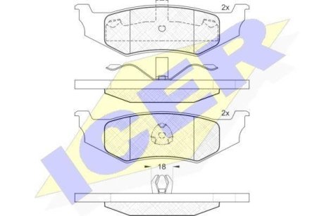 Тормозные колодки (задние) Chrysler 300M 98-04/Neon 94-06/Cruiser 00-10/Voyager/Dodge Avenger 95-01 ICER 181114