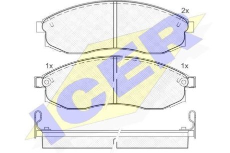 Колодки гальмівні (передні) Mitsubishi L200/Nissan Maxima IV 95-07 ICER 181179