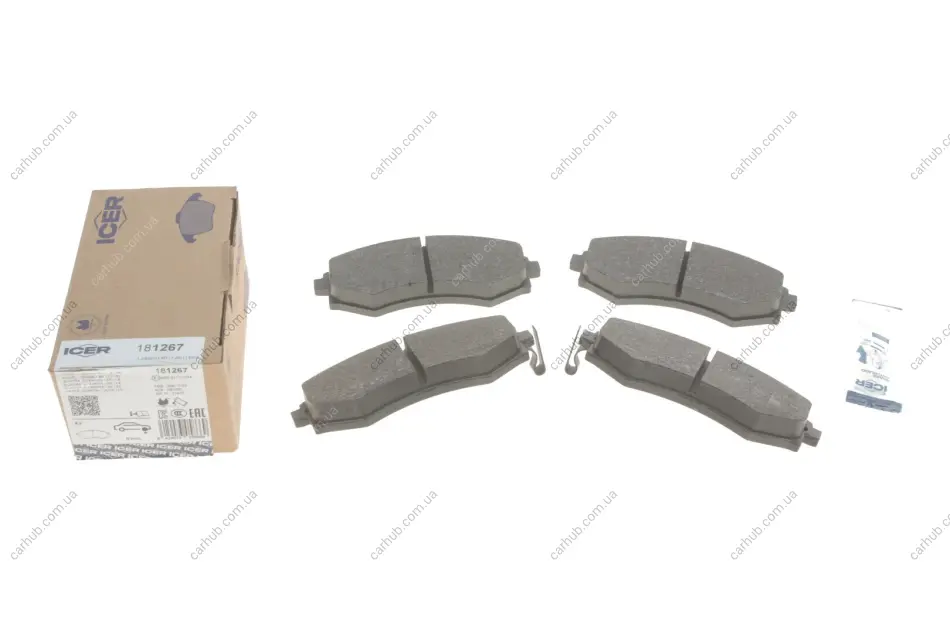 Колодки гальмівні (передні) Hyundai Elantra/Matrix 00-10/Grandeur 06-10/Sonata 93-01 ICER 181267 (фото 1)