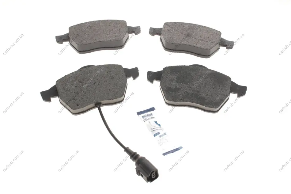 Колодки гальмівні (передні) Audi A3/TT/Seat Leon/Skoda Octavia/VW Golf 96-10/Polo 05-09 (+датчик) ICER 181396 (фото 1)