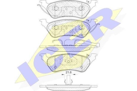 Колодки гальмівні (задні) Chrysler Voyager IV 00-08/Dodge Caravan 00-07/Jeep Cherokee 01-08 ICER 181564