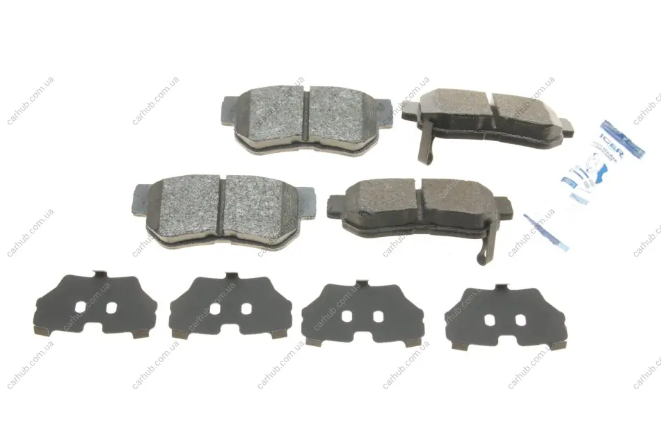 Колодки гальмівні (задні) Hyundai Tucson 04-/Santa Fe/Getz/Sonata 98-12/Kia Sportage/Carens 04- ICER 181645 (фото 1)