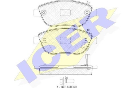 Колодки гальмівні (передні) Opel Corsa D/Mk 06- ICER 181809