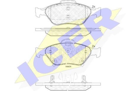 Фото колодки гальмівні (передні) Toyota Yaris 05- ICER 181877 Колодки гальмівні (передні) Toyota Yaris 05- ICER 181877