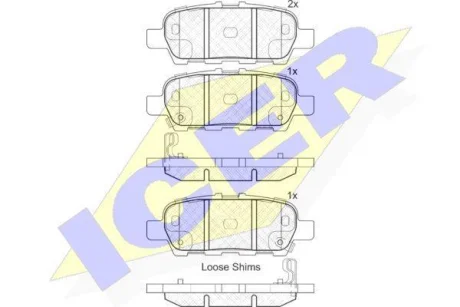Колодки гальмівні (задні) Nissan Juke 10-19/Leaf 10-/X-Trail 14-/Teana 08-/Renault Koleos 16- ICER 181901-203