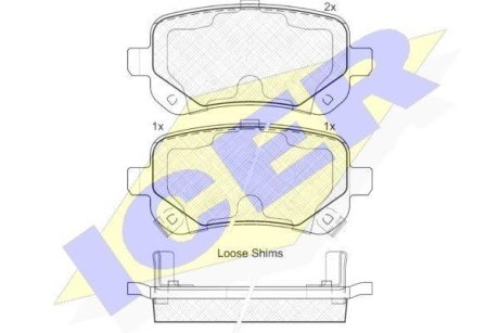 Колодки гальмівні (задні) VW Routan 08-13/Chrysler Grand Voyager 07-/Dodge Journey 08- ICER 181910