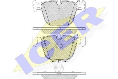 Колодки гальмівні (задні) BMW 5 (F07) 09-/7 (F01-F04) 08-15/X5 (E70/F15/F85)/X6 (E71/E72/F16) 06- ICER 181949