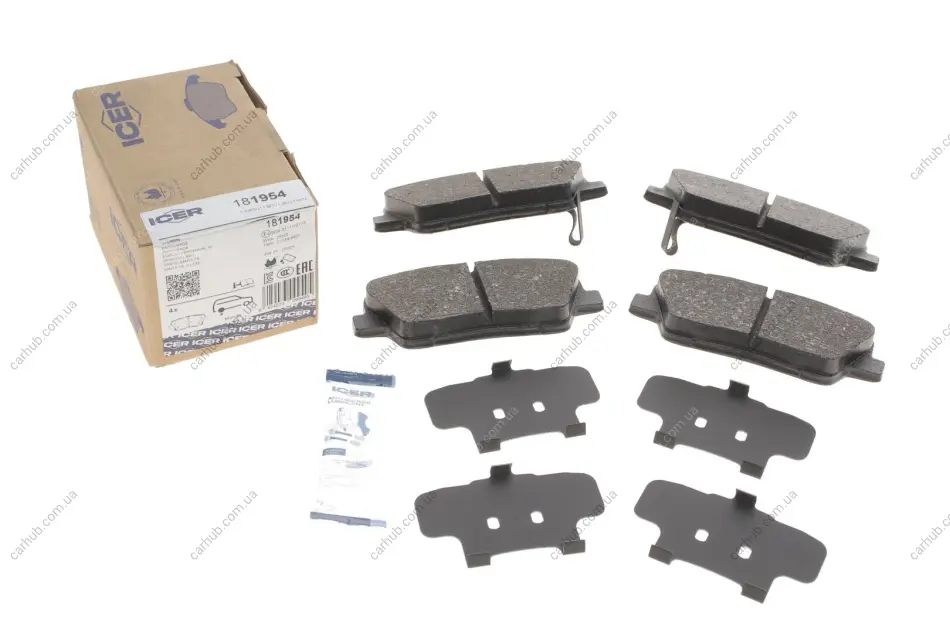 Колодки гальмівні (задні) Hyundai Santa Fe II/III/IV 06-/Genesis/Kia Sorento II/III 09-/Stinger 17- ICER 181954 (фото 1)