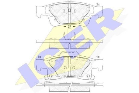 Тормозные колодки (задние) Jeep Grand Cherokee 09-/Dodge Durango 10- ICER 181989