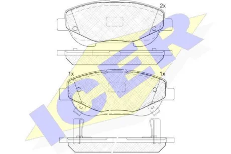 Колодки гальмівні (передні) Toyota Avensis 08-18/Verso 2.0-2.2 D-4D 09- ICER 182022