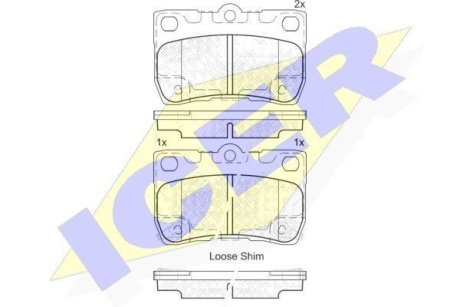 Тормозные колодки (задние) Lexus GS III/IV/IS II/III 05-/Toyota Crown XII/XIII 03-12/Mark X/Reiz 04- ICER 182060