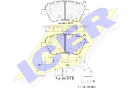 Тормозные колодки (передние) Ford Transit Courier/Tourneo Courier 14-/Fiesta VI 08-/B-Max 12- ICER 182108