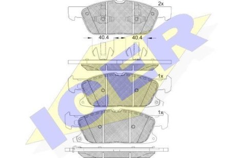 Тормозные колодки (передние) Ford Focus/Kuga 19-/Galaxy/S-Max 15-/Fusion (USA) 05-/Haval H7L 16- ICER 182250