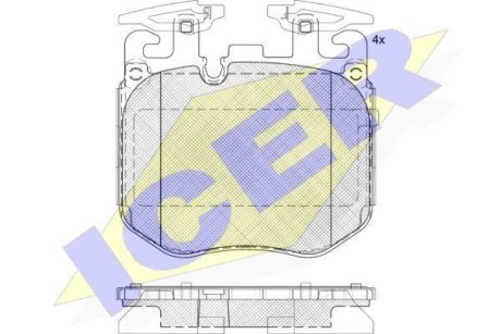 Колодки гальмівні (передні) BMW 2/3/5/6/7/8/X3/X4/X5/X6/X7/i4 15- ICER 182265