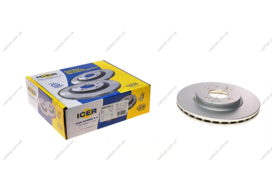 Диск гальмівний (передній) Citroen Nemo/Peugeot Bipper/Fiat Fiorino/Bravo 07- (257x22)(з покр.)(вент) ICER 78BD1650-2 (фото 1)