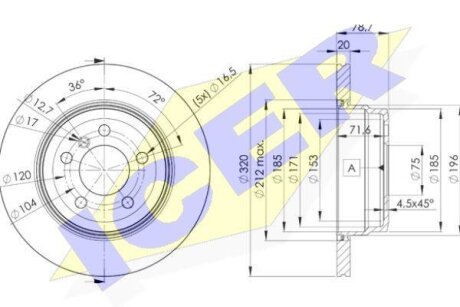 Диск гальмівний (задній) BMW X5 (E70) 06-13/X6 (E71/E72) 07-14 (320x20) (з покриттям) (вентильований) ICER 78BD1970-2