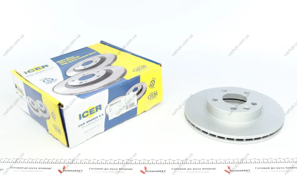 Диск гальмівний (передній) VW T4 90-03 (R15) (280x24) (з покриттям) (вентильований) ICER 78BD3015-2 (фото 1)