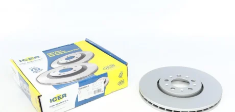 Диск гальмівний (передній) Skoda Fabia/Octavia 96-14/Roomster 06-15/VW Golf (287.6x25)(з покр.)(вент) ICER 78BD5604-2