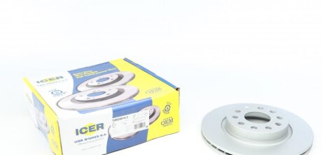 Диск гальмівний (передній) Audi A3/Seat Leon/Skoda Octavia/VW Caddy/Golf 04- (280x22)(з покр.)(вент.) ICER 78BD5614-2