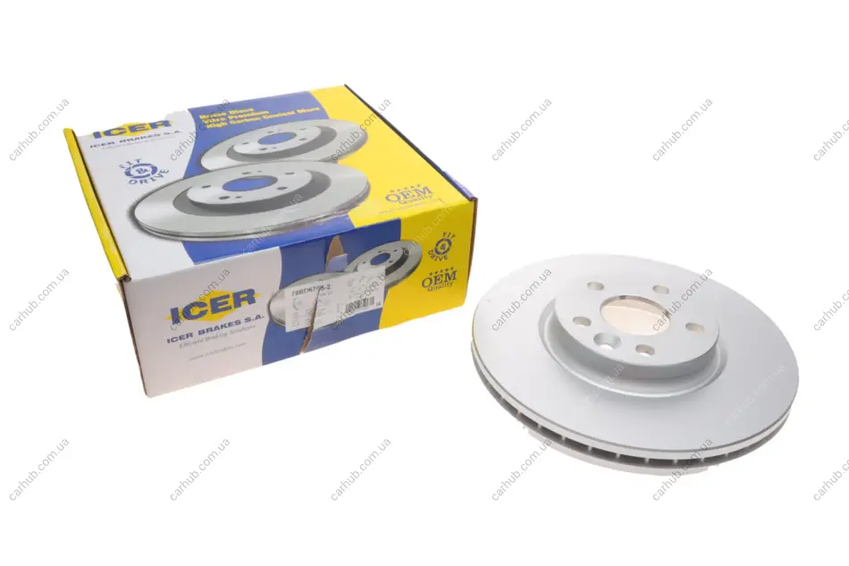 Диск гальмівний (передній) Ford Galaxy/Mondeo 06-15/Volvo S60/S80/V60/XC70 07- (300x28)(з покр)(вент) ICER 78BD6765-2 (фото 1)