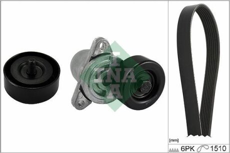 Комплект ременя генератора Hyundai Elantra III/Santa Fe I-II/Sonata V 2.0D/2.2D 01- (6PK1510) INA 529 0215 10