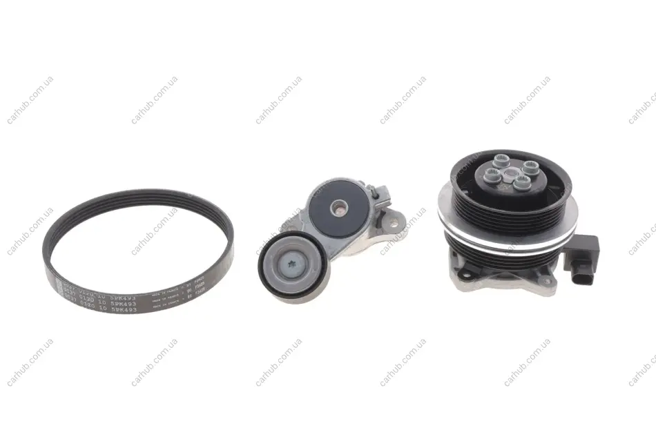 Комплект ременя генератора + помпа VW Golf/Passat/Touran 1.4 TSI 05-. (5PK493) INA 529 0340 30 (фото 1)