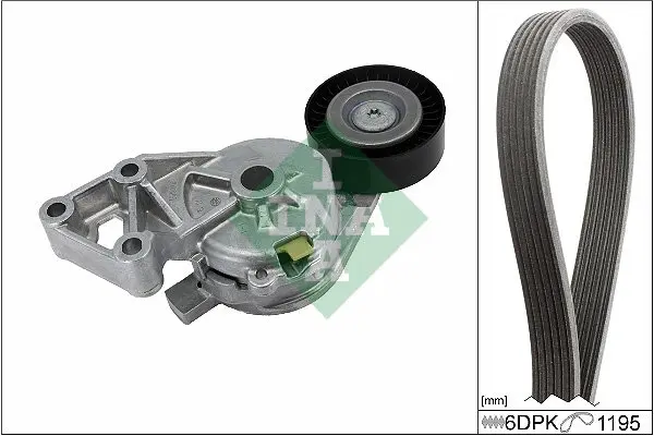 Комплект поликлинових ременів (з роликами) AUDI A3 FORD GALAXY I SEAT ALHAMBRA, LEON, TOLEDO II SKODA OCTAVIA I VW BORA, BORA I, GOLF IV, MULTIVAN T5, NEW BEETLE, SHARAN 1.9D 03.95-12.10 INA 529 0465 10 (фото 1)