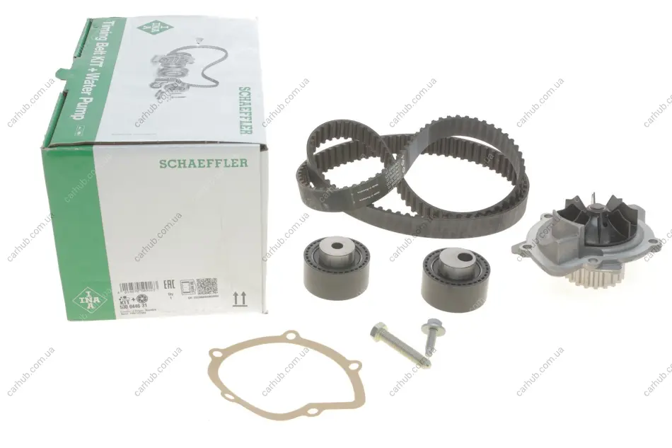 Комплект ГРМ + помпа Peugeot 406/607/807 2.2 HDi 00- (146x25.4) (538 0428 10) INA 530 0446 31 (фото 1)