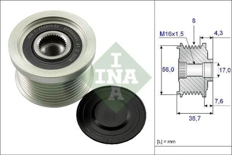 Шків генератора JOHN DEERE 5070M 2WD, 5070M 4WD, 5080M 2WD, 5080M 4WD, 5080R, 5080RN, 5090M 2WD, 5090M 4WD, 5090R, 5090RN, 5095M 2WD, 5095M 4WD, 5100M 2WD, 5100M 4WD, 5100R, 5100RN, 5620, 5720 INA 535 0131 10