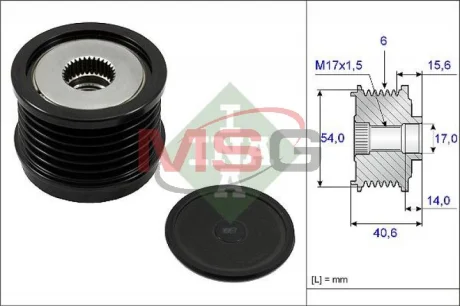 Шків генератора ALFA ROMEO GIULIETTA FIAT 500L, 500X, BRAVO, BRAVO II, CROMA, TIPO JEEP COMPASS, RENEGADE LANCIA DELTA III SUZUKI SX4 S-CROSS, VITARA 1.3-2.0D 06.05- INA 535 0230 10