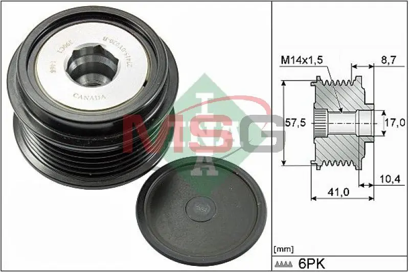 Шків генератора DAIHATSU CHARADE VIII FORD GALAXY III, MONDEO V, S-MAX FORD USA MUSTANG TOYOTA AURIS, COROLLA, URBAN CRUISER, YARIS 1.3-3.7 11.08- INA 535 0282 10 (фото 1)