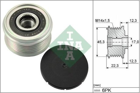 Шків генератора Renault Megane IV 1.6 16V 16- INA 535 0291 10