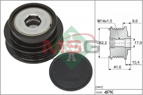 Шків генератора TOYOTA AURIS, COROLLA, VERSO S, YARIS 1.3/1.33/1.5 11.10-06.20 INA 535 0338 10